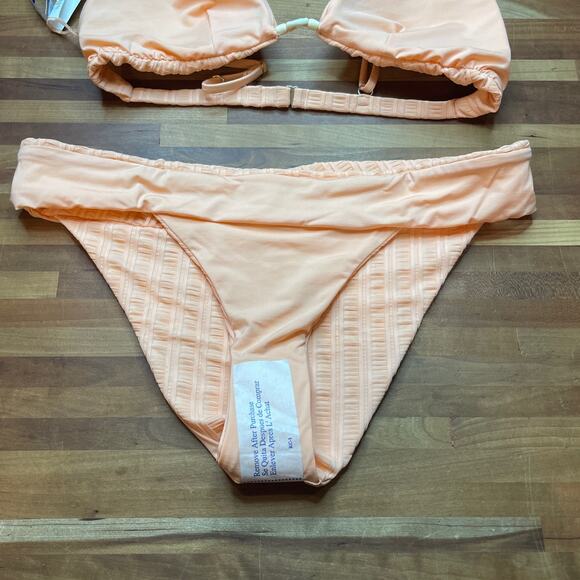 ISABELLA ROSE Champagne Beaded Bikini Top and Maui  bottom peach, Large - Picture 4 of 11